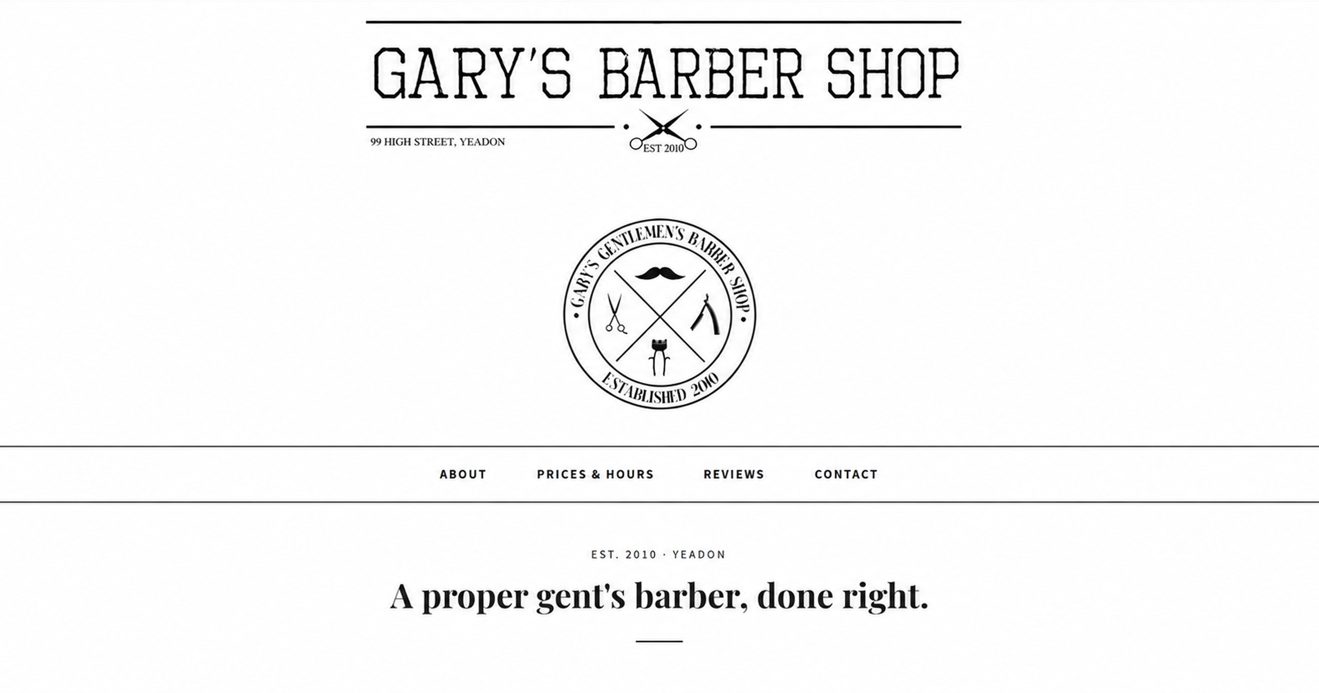 Gary's Barber Shop website project