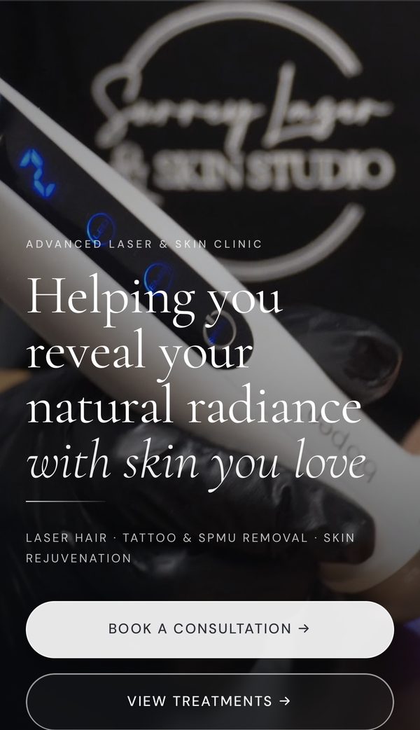 Surrey Laser and Skin Studio mobile website mockup