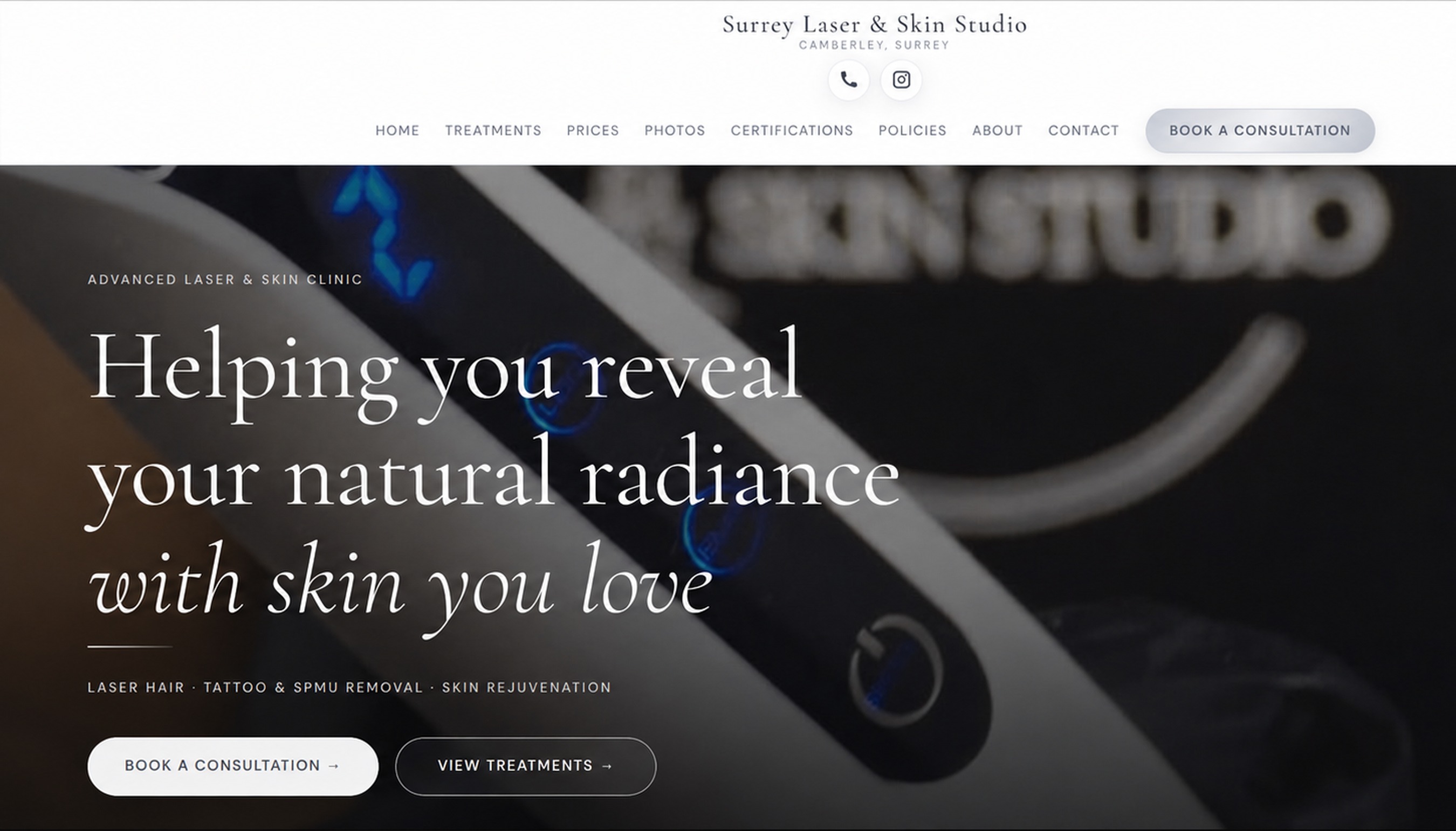 Surrey Laser & Skin Studio website project